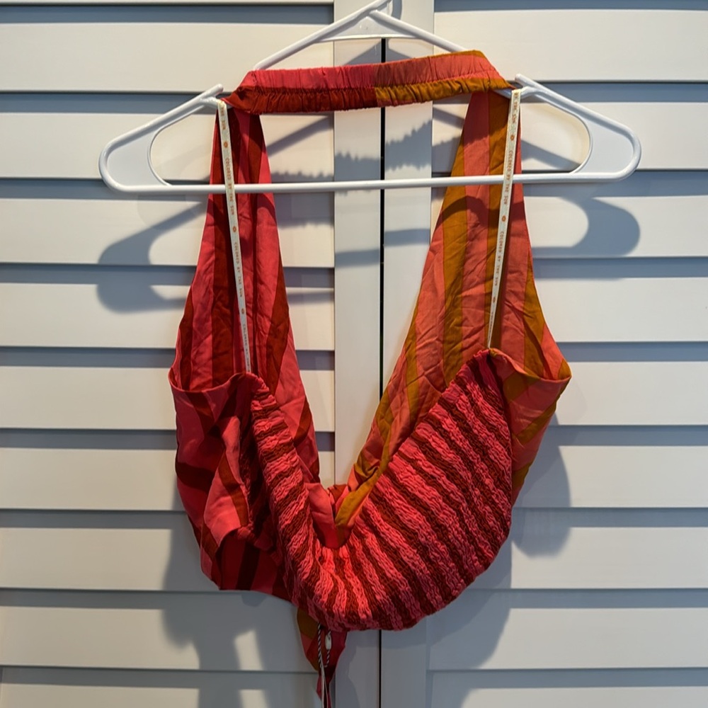 FARM Rio for Anthropologie NWT Pink Combo Cropped Top with smocked back. - Picture 5 of 11
